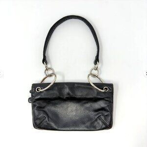Wilsons Leather Maxima Mini Shoulder Bag Black Leather Silver Hardware